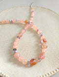 Gentle pink rose quartz and shiny beads necklace