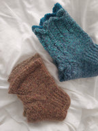 Beige, lace texture knitted socks. Foot size 24cm