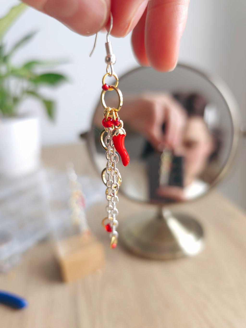 Red  bohemian earrings for brave womens