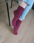 Rich pink handknitted  woolen socks