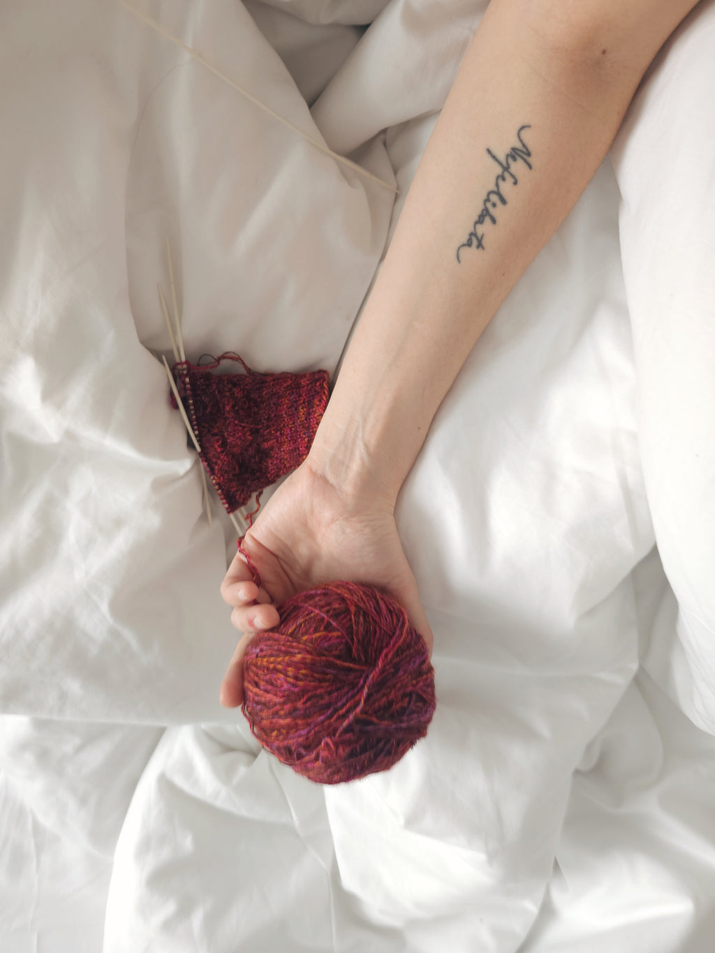 Rich pink handknitted  woolen socks